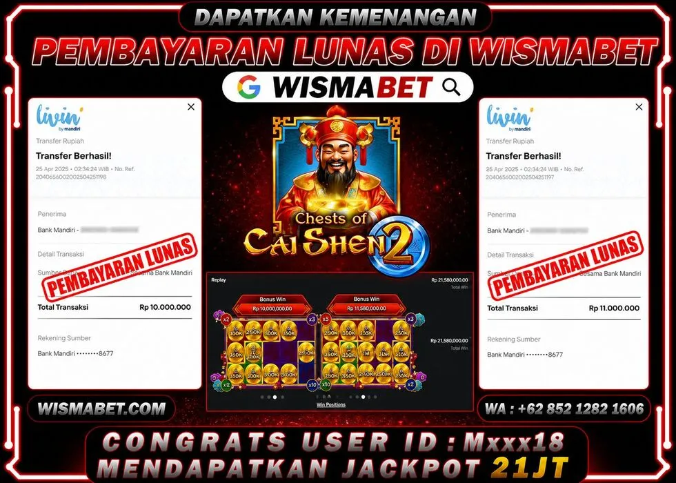Wismabet - BUKTI KEMENANGAN Chests Of Cai Shen 2 Rp21,000,000,- LUNAS